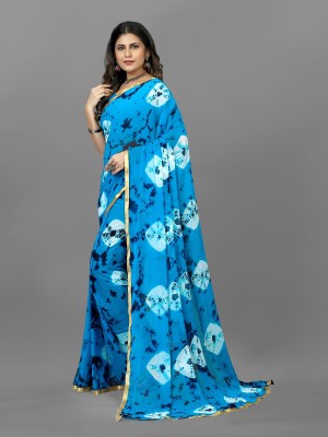 A To Z Cart Printed Bollywood Chiffon Saree(Light Blue)