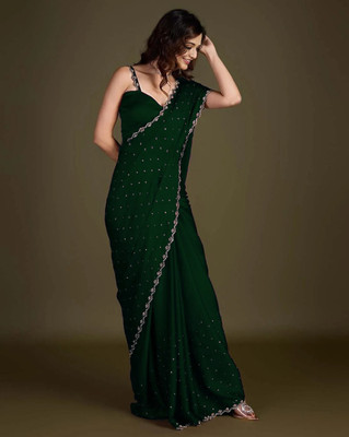 Anjani Textile Embellished Bollywood Tussar Silk Saree(Green)