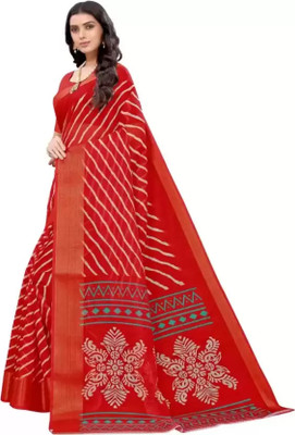 siddharth textiles Applique Bollywood Cotton Blend Saree(Red)