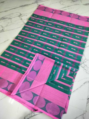 BD Taant Saree Self Design Tant Pure Cotton Saree(Pink, Green)