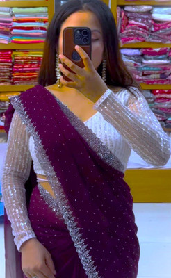 NITYA CREATION Embroidered Baluchari Georgette Saree(Maroon)