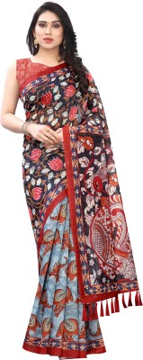 Divastri Digital Print Chanderi Cotton Blend Saree(Multicolor)