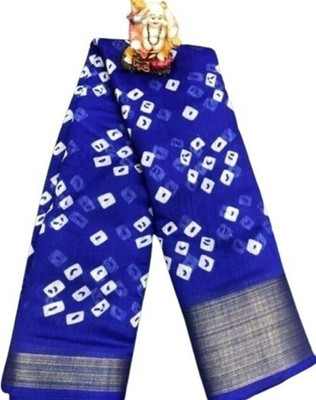 Saadhvi Printed Banarasi Lycra Blend Saree(Blue)