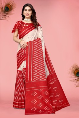 Winza Designer Printed, Self Design, Floral Print Daily Wear Cotton Blend, Cotton Silk Saree(Red)