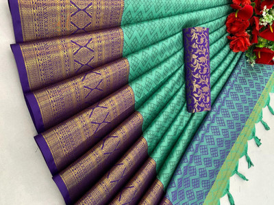 ANANDHARA Cotton Blend Self Design Blouse Material