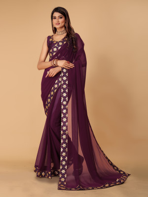 Tejal Creation Solid/Plain Bollywood Georgette Saree(Green)