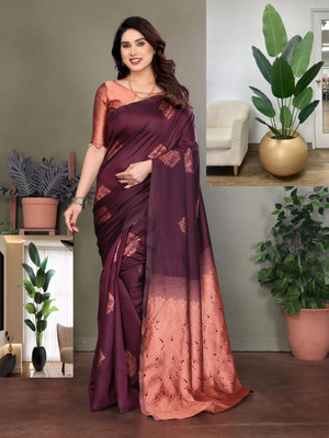 JEEMONJA Woven, Self Design Kanjivaram Pure Silk, Art Silk Saree(Maroon)