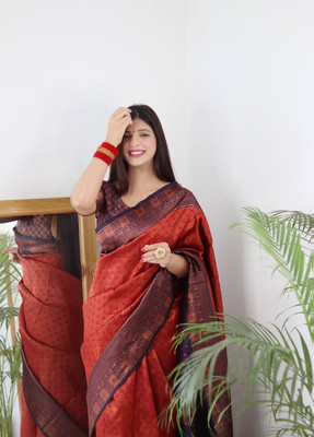 Muskan Collection Digital Print Banarasi Silk Blend Saree(Green)