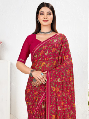 Anouk Rustic Printed Bollywood Chiffon Saree(Pink)