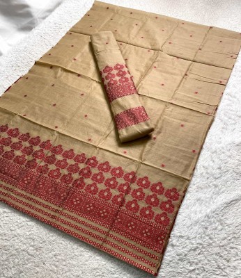 Skiran's Woven Mekhela Chador Cotton Blend Saree(Beige)