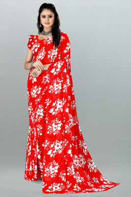 SHUBHSWAR Printed Daily Wear Georgette Saree(Red)