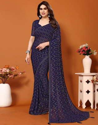 Falessa Embellished Bollywood Georgette Saree(Blue)