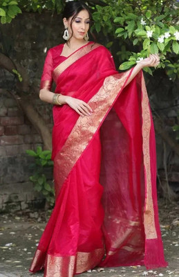 shri vinayak creations Woven Banarasi Jacquard Saree(Red)