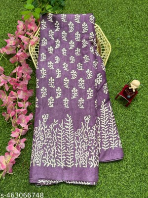 RegalDrapes Printed Daily Wear Art Silk, Silk Blend Saree(Purple)