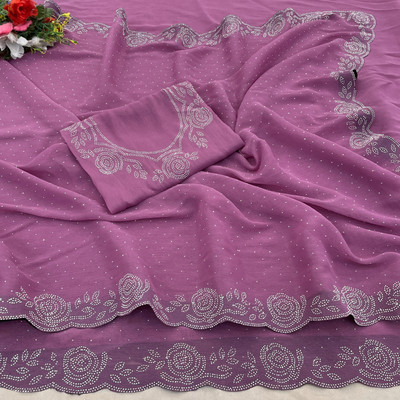 SHUBHDRASHTI NX Embellished Bollywood Organza Saree(Purple)