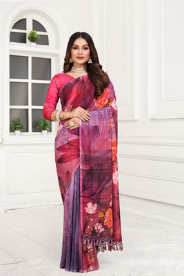 Mugdarra Floral Print Bollywood Georgette Saree(Multicolor)