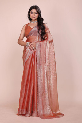 JS Clothing Mart Embellished Bollywood Jimmy choo Saree(Orange)