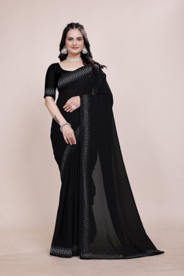 Lajamani Fashion Self Design, Embellished Bollywood Georgette Saree(Black)