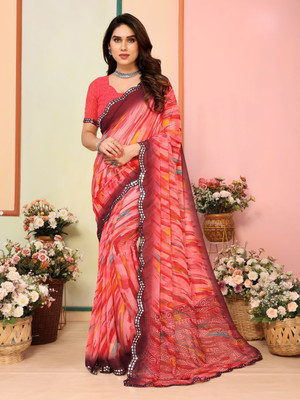 AAI LAXMI CREATION Digital Print, Printed Daily Wear Georgette Saree(Red)