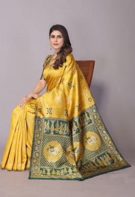 FINE WEAR Woven Patola Cotton Silk, Jacquard Saree(Multicolor)