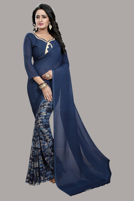 Priyashi Printed Daily Wear Georgette Saree(Dark Blue)