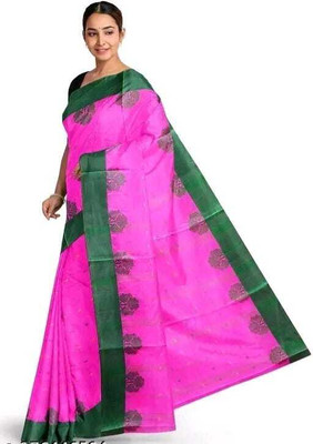 Maa laxmi saree center Woven Tant Pure Cotton Saree(Pink)