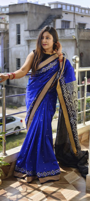 Nyra Temple Border Sambalpuri Art Silk Saree(Blue)
