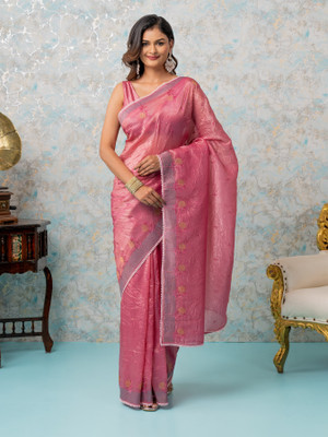 MIMOSA Woven Banarasi Silk Blend Saree(Pink)