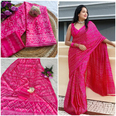 HHK FASHION Printed Bollywood Silk Blend Saree(Multicolor)