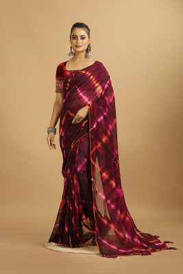 Virendra Textile Dyed Bollywood Georgette Saree(Multicolor)