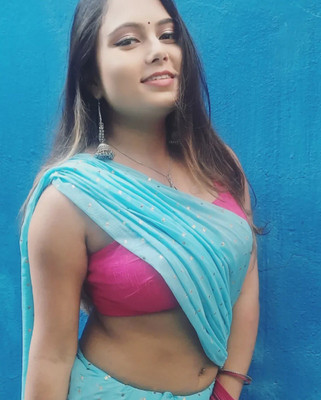 TOXEGO Printed Bollywood Chiffon Saree(Light Blue)