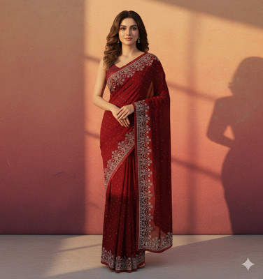 Sudev fashion Self Design Daily Wear Georgette Saree(Maroon)