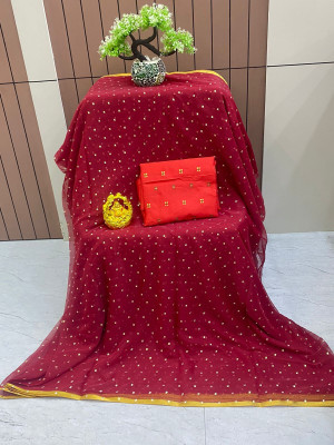 ELEGANCE FAB Printed Daily Wear Chiffon Saree(Maroon)