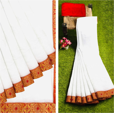 UNIQUE VAULT Self Design Chanderi Pure Cotton Saree(Red)