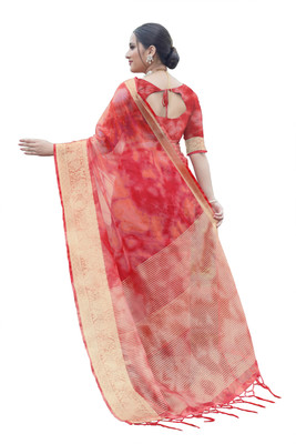 Aarunika AF Printed Bollywood Organza Saree(Red)