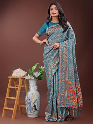 Divastri Woven Kanjivaram Silk Blend Saree(Blue)