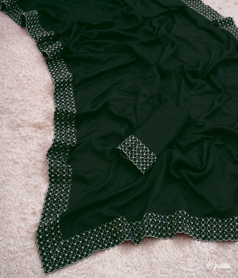 Queenhive Self Design Bollywood Georgette Saree(Dark Green)