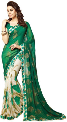Hensi sarees shop Woven Chettinadu Georgette, Art Silk Saree(Green)