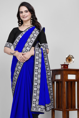 Sangath Solid/Plain Daily Wear Georgette Saree(Multicolor)