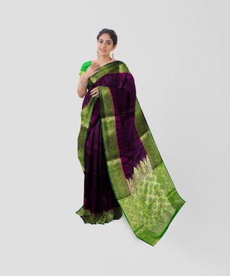 Satin Woven Banarasi Satin Saree(Purple)
