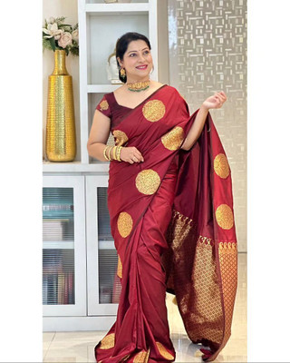 GALANI ENTERPRISE Woven Banarasi Pure Silk, Art Silk Saree(Maroon)