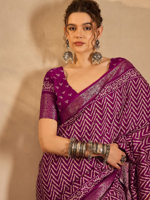 Sareemall Printed Madurai Silk Blend Saree(Magenta)