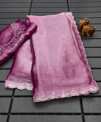 KHRITI FAB Organza Embroidered Blouse Material