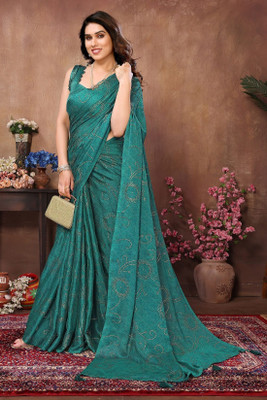 ROOP SUNDARI SAREES Embellished Bollywood Satin, Pure Silk Saree(Light Blue)
