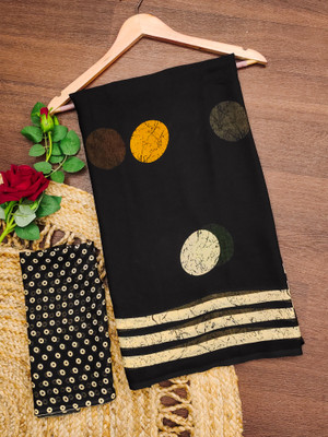 kashvi sarees Geometric Print Daily Wear Georgette Saree(Pack of 2, Black, Beige)