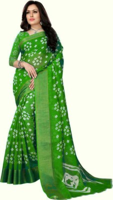 Vimalnath Synthetics Printed Daily Wear Cotton Blend Saree(Green)