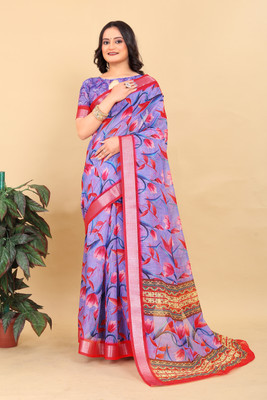 KRISHNA FASHION Printed, Digital Print Bollywood Cotton Silk Saree(Pink)