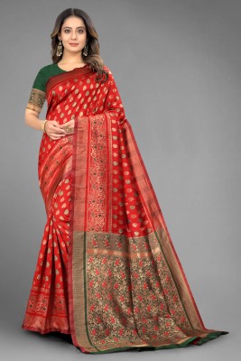 Tejal Creation Woven Bollywood Georgette Saree(Red)