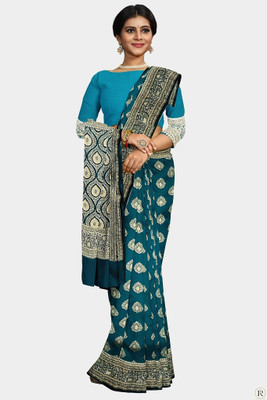 HouseOfCommon Printed Banarasi Jacquard Saree(Blue)