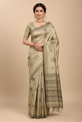 K 5 FASHION Digital Print Bollywood Cotton Silk Saree(Mustard)